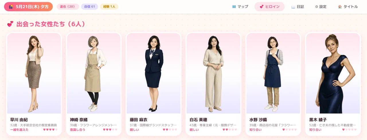 出会った女性の一覧